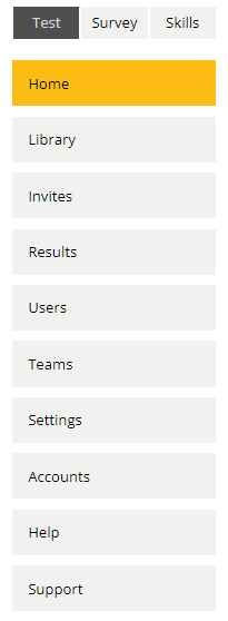 The mode-switching buttons and vertical menu