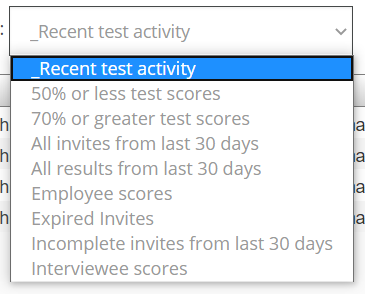 The query selection dropdown