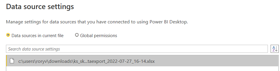 The Close button after selecting the data source file